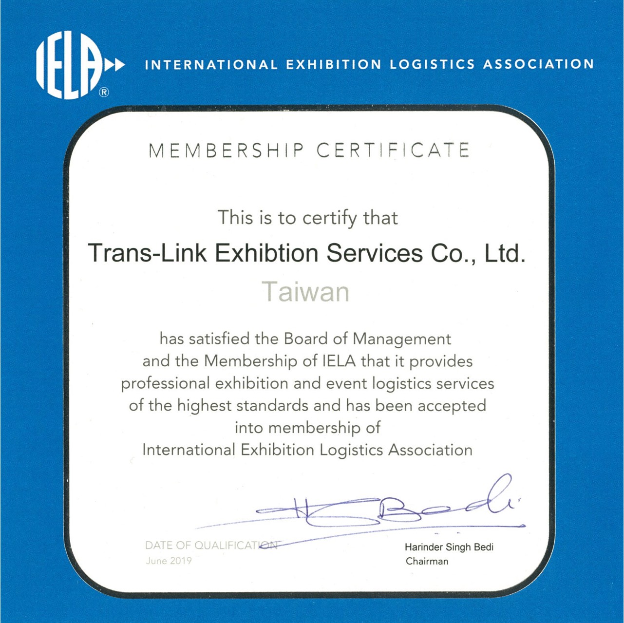 IELA Membership Certificate